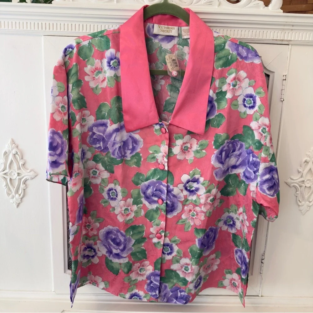 BNWT Vintage Victoria’s Secret Gold Label Floral Short Sleeve Shorts Pajama Set